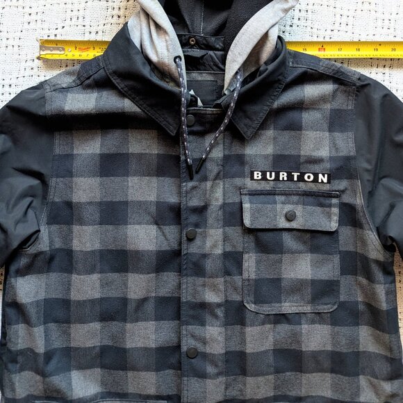 Men’s Burton Dunmore Snowboard Ski Hooded Jacket Black and Gray Plaid Size M - Picture 4 of 8
